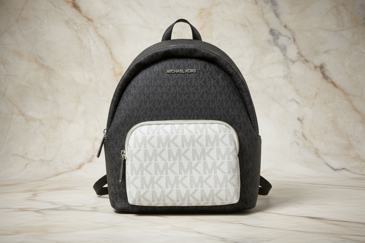 MICHAEL KORS MEDIUM ERIN BACKPACK SIGNATURE BLACK/WHITE