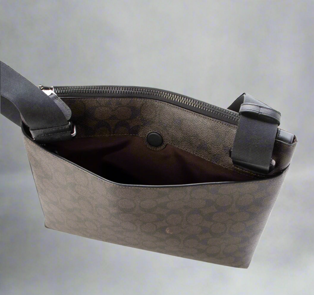 COACH DISCTRICT CROSSBODY BAG IN SIGNATURE CANVAS - MAHOGANY COLOR
