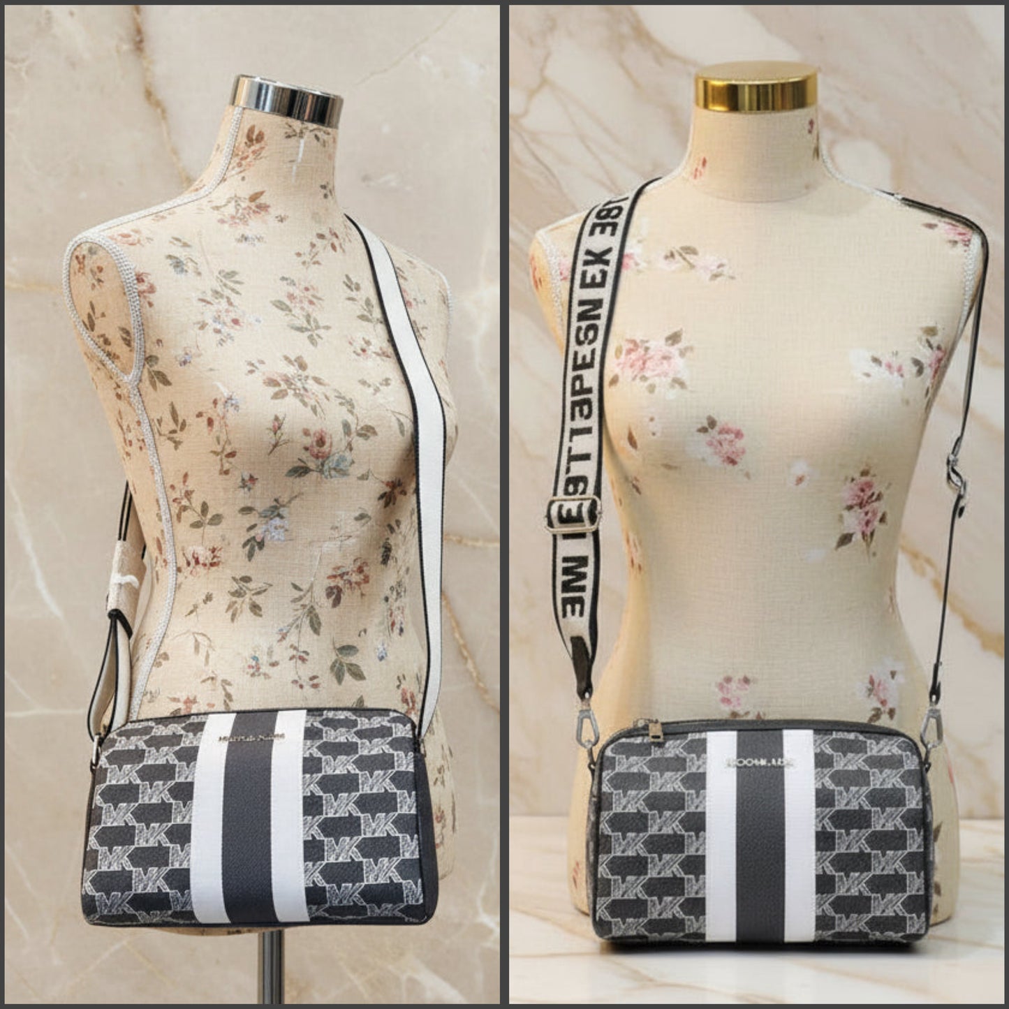 MICHAEL KORS COOPER MINI DUFFLE CROSSBODY IN SIGNATURE CANVAS STRIPE NWT BLACK MULTI