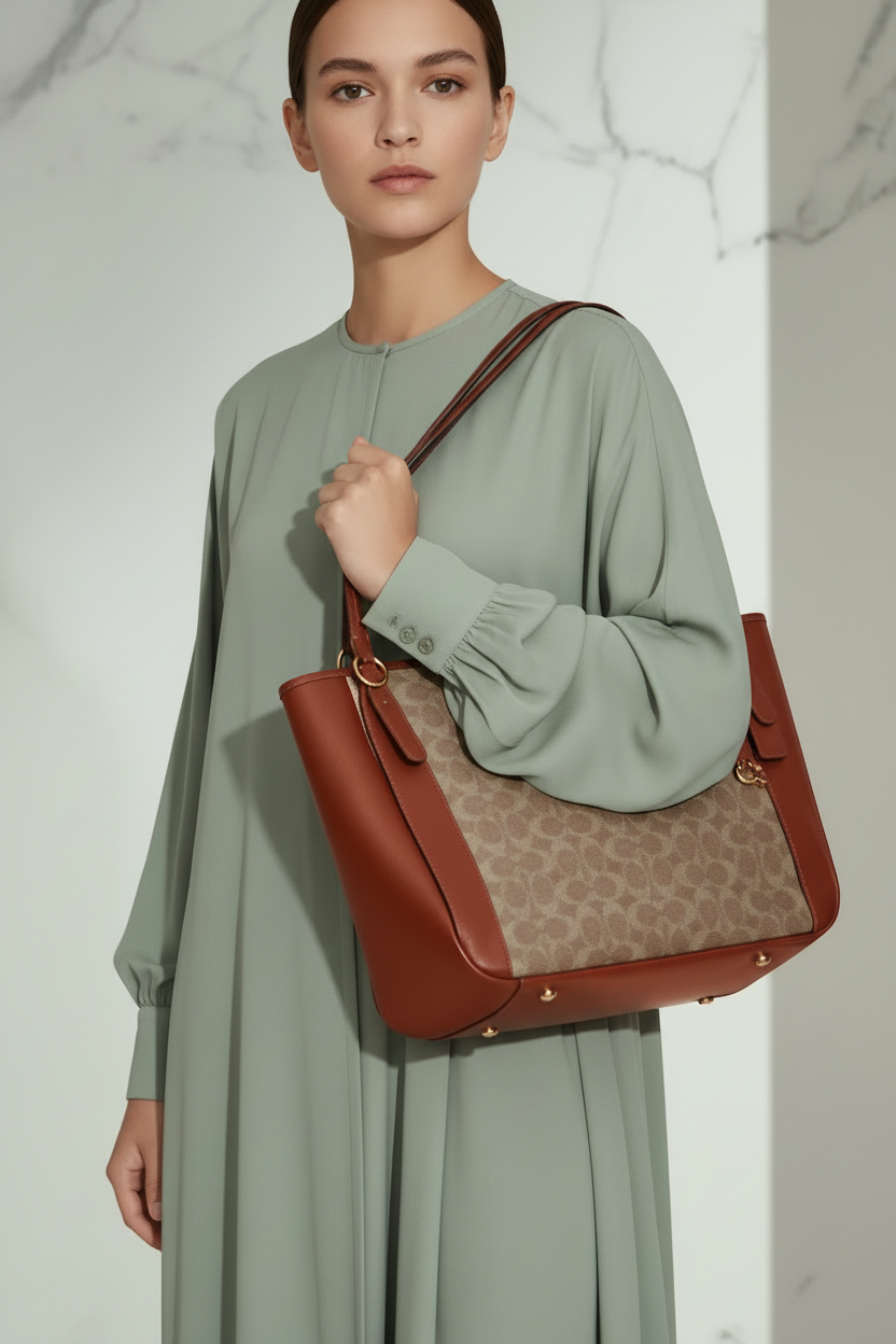 COACH ALANA ZIP TOTE IN SIGNATURE CANVAS - TAN RUST