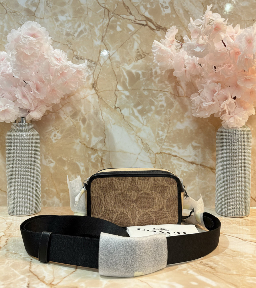 COACH WYATT CAMERA BAG - MULTI COLOR BLOCKED SAND/TAN