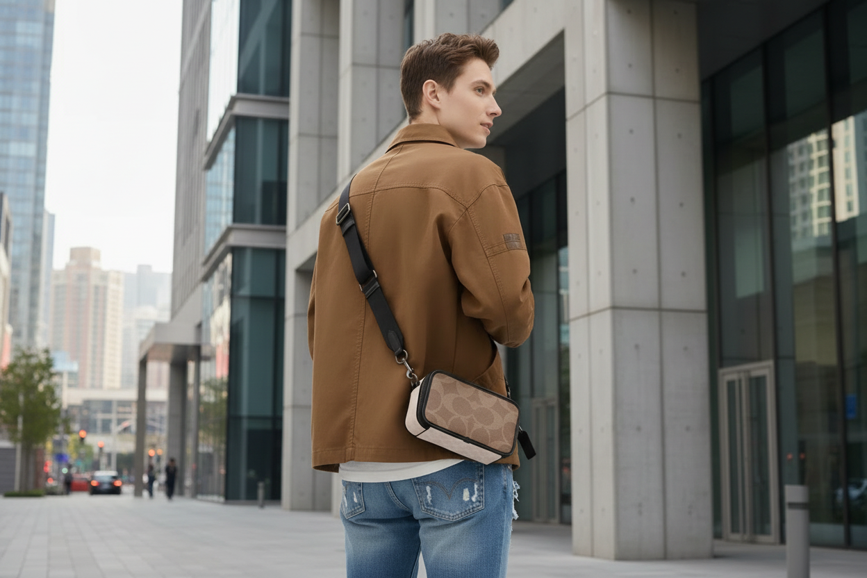 COACH WYATT CAMERA BAG - MULTI COLOR BLOCKED SAND/TAN