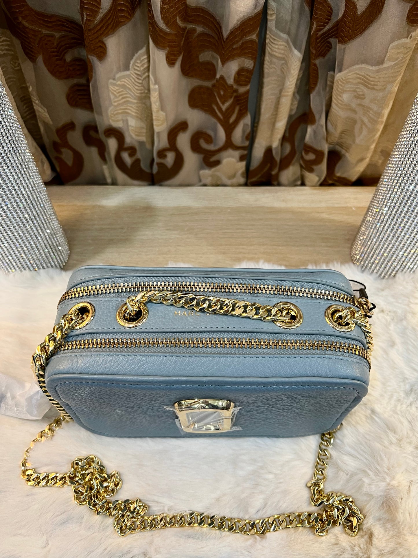 MARC JACOBS GLAM SHOT 21 PEBBLE CALF LEATHER - BLUE