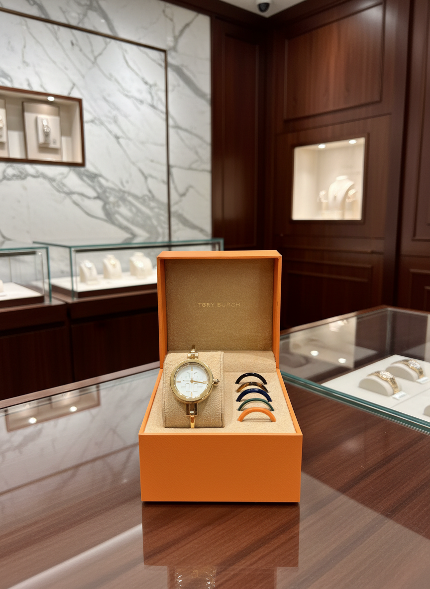 ساعة توري بورش الصغيرة ذات الأزرار القابلة للتبديل