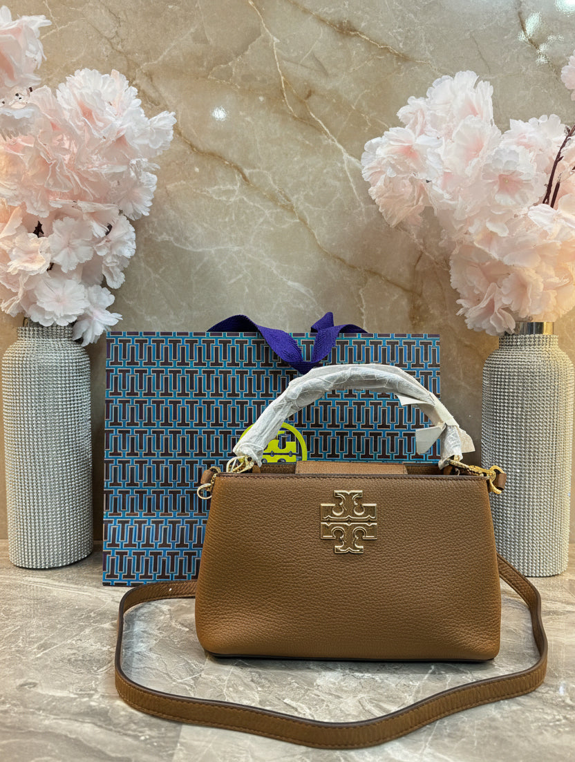 TORY MICRO BRITTEN SATCHEL -  BROWN