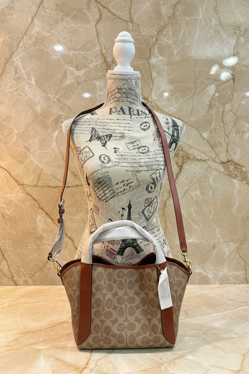 COACH HADLEY HOBO 21 - SIGNATURE CANVAS TAN RUST