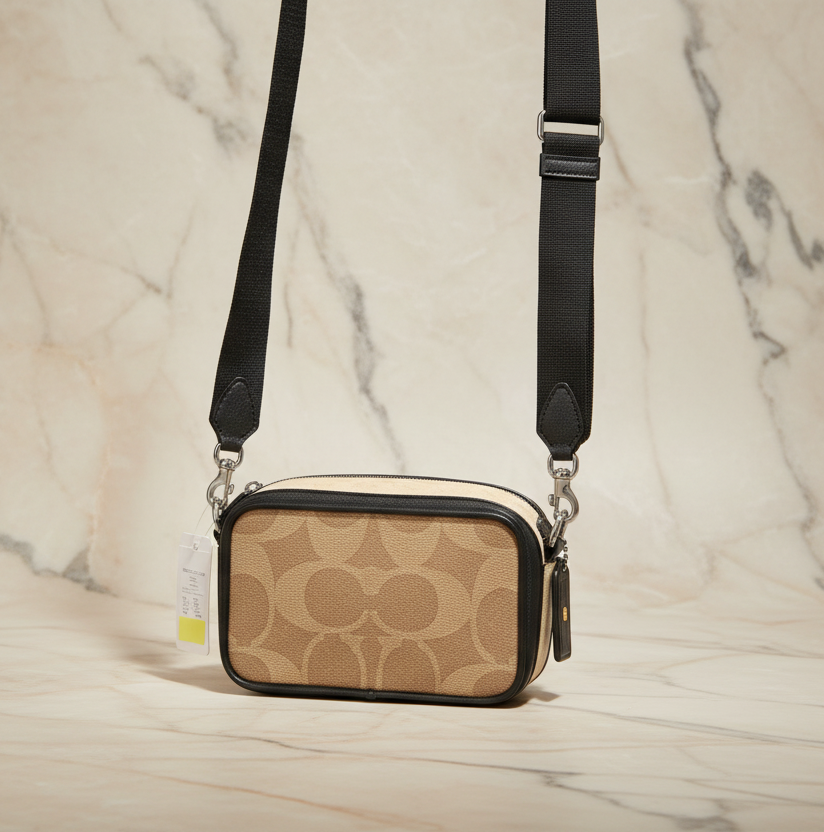 COACH WYATT CAMERA BAG - MULTI COLOR BLOCKED SAND/TAN