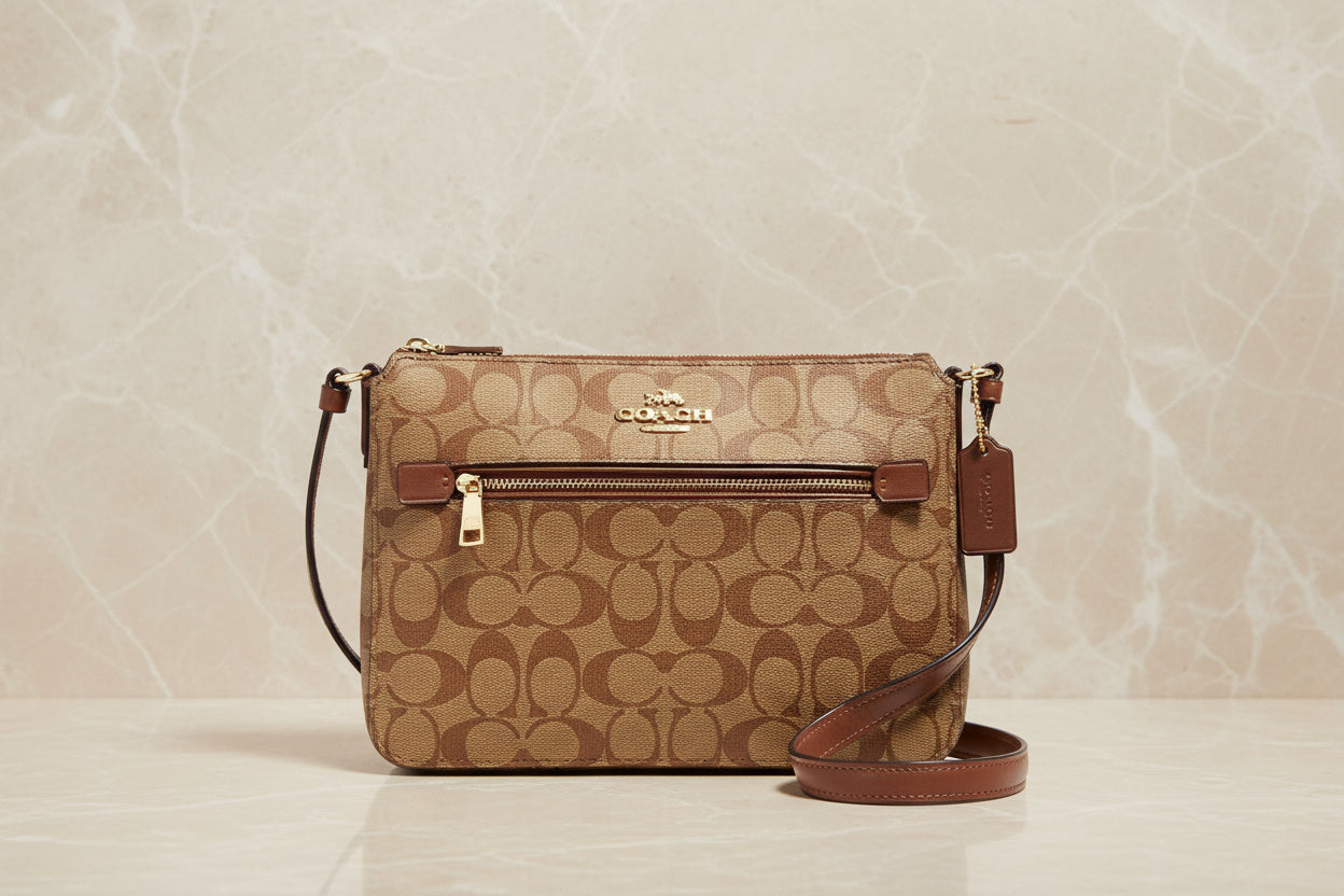 COACH GALLERY FILE CROSSBODY IN SIGNATURE CANVAS - KHAKI BROWN