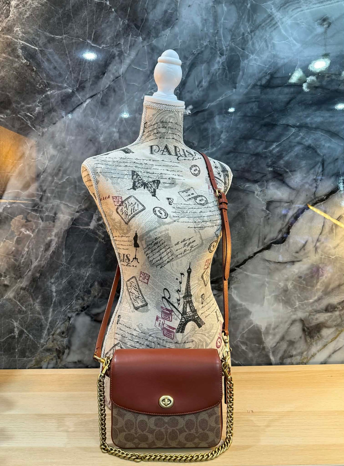 COACH CASSIE 19 3 in 1/ 3 STRAP IN SIGNATURE CANVAS - TAN RUST - MISSING PRICE TAG