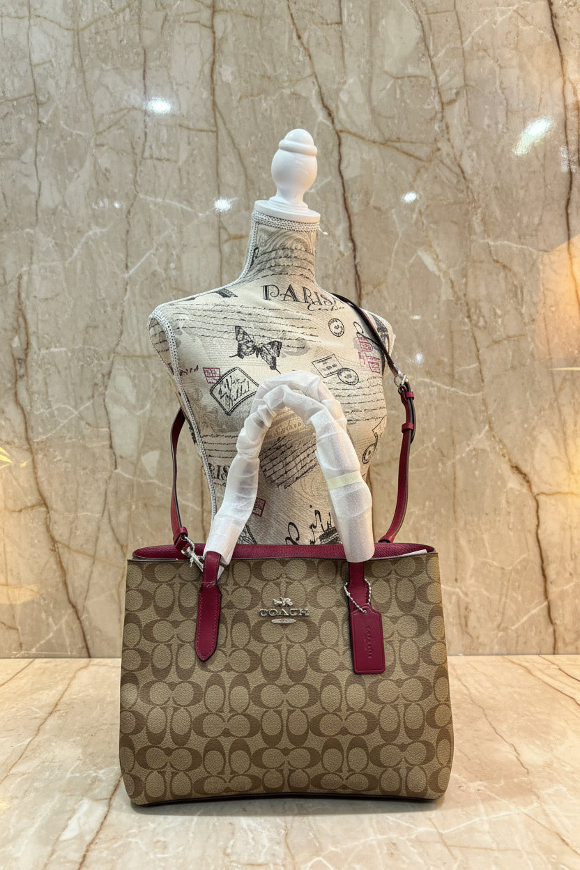 COACH AVENUE CARRYALL IN SIGNATURE BROWN/PINK