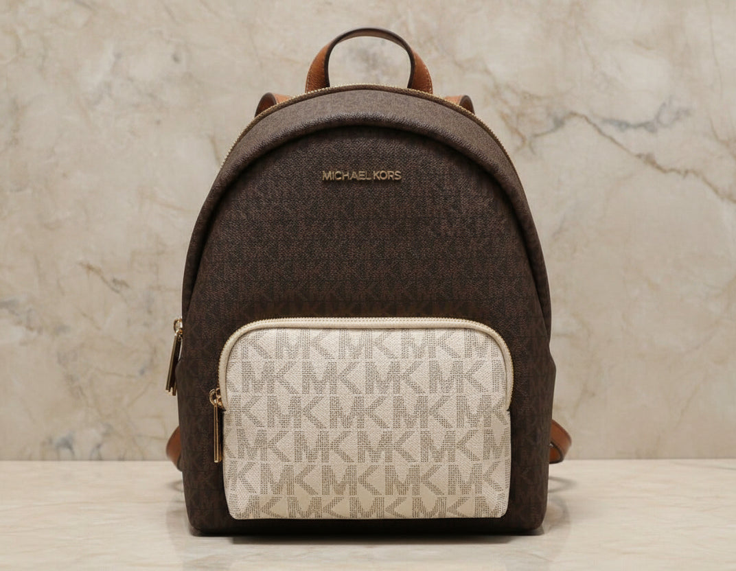 MICHAEL KORS MEDIUM ERIN BACKPACK - SIGNATURE BROWN/WHITE