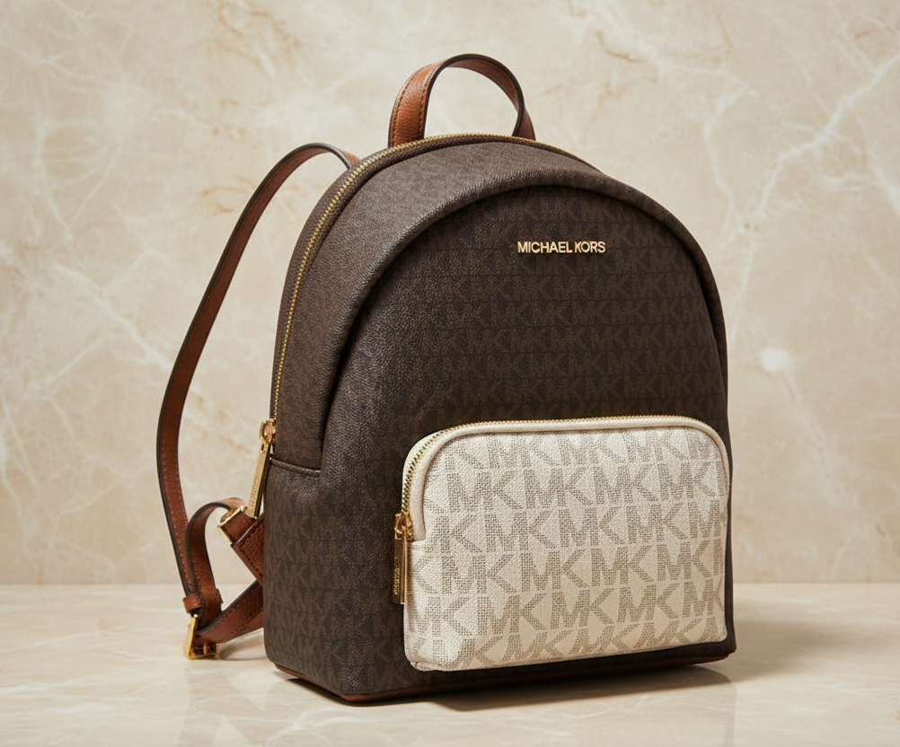 MICHAEL KORS MEDIUM ERIN BACKPACK - SIGNATURE BROWN/WHITE