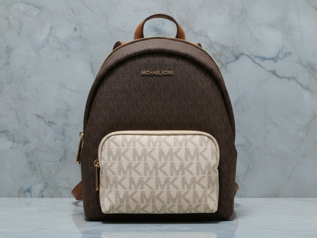 MICHAEL KORS MEDIUM ERIN BACKPACK - SIGNATURE BROWN/WHITE