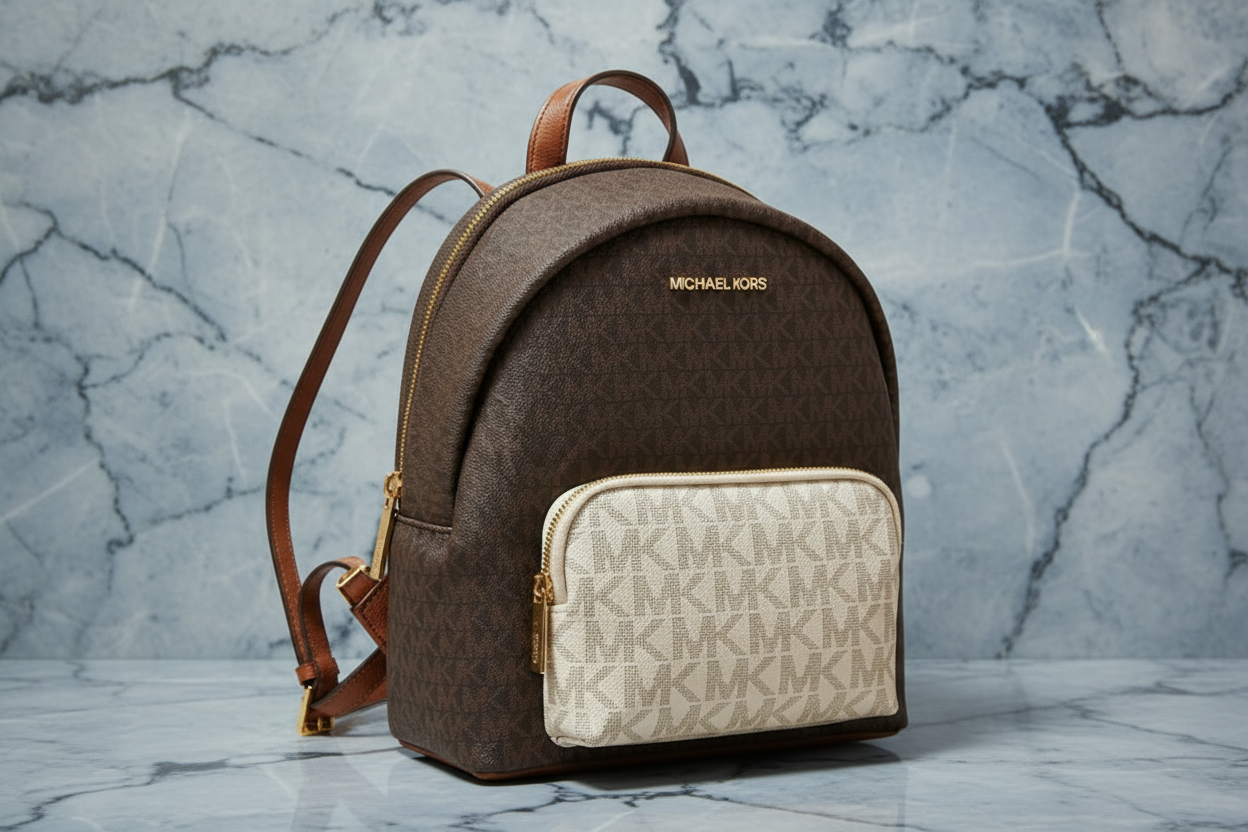MICHAEL KORS MEDIUM ERIN BACKPACK - SIGNATURE BROWN/WHITE