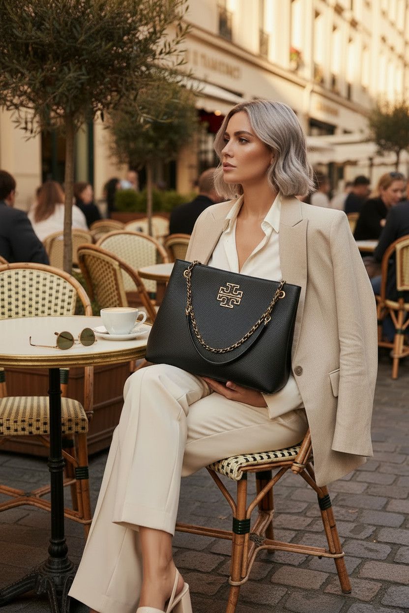 TORY BURCH BRITTEN TRIPLE COMPARTMENT TOTE