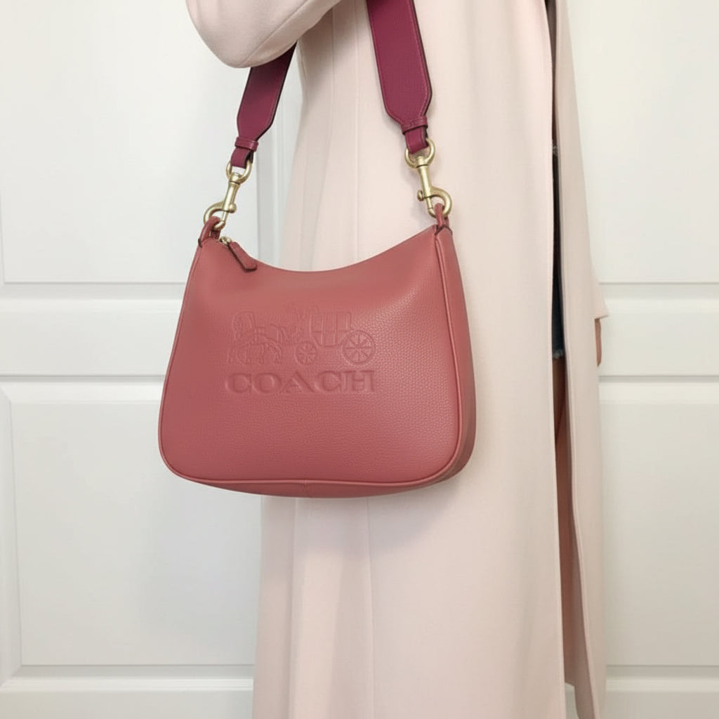 SALE‼️‼️COACH JES HOBO SHOULDER BAG - ROUGE/SILVER