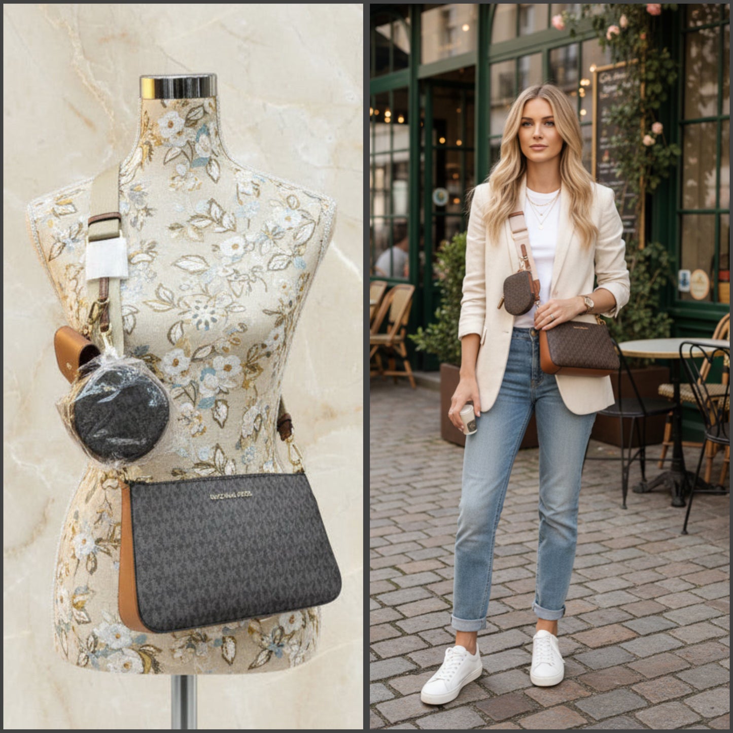 MICHAEL KORS JET SET SIGNATURE LOGO BROWN WITH ATTACH