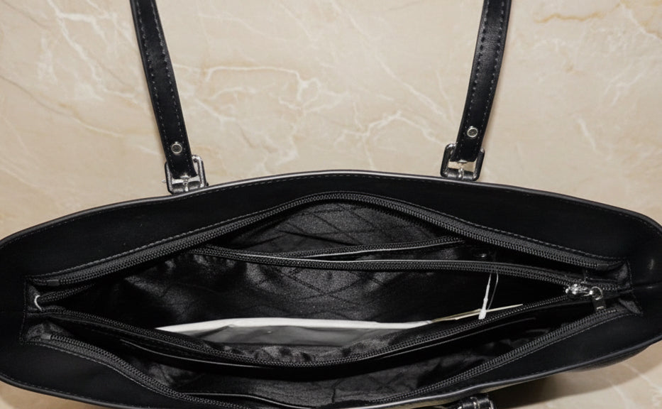 MICHAEL KORS VOYAGER 2 TONE METALLIC LOGO TOTE - MEDIUM