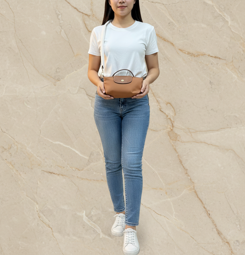 حقيبة لونغشامب مايكرو لو بلياج مع حزام - بني