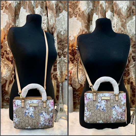 CALVIN KLEIN MINI SATCHEL LOGO FLORAL