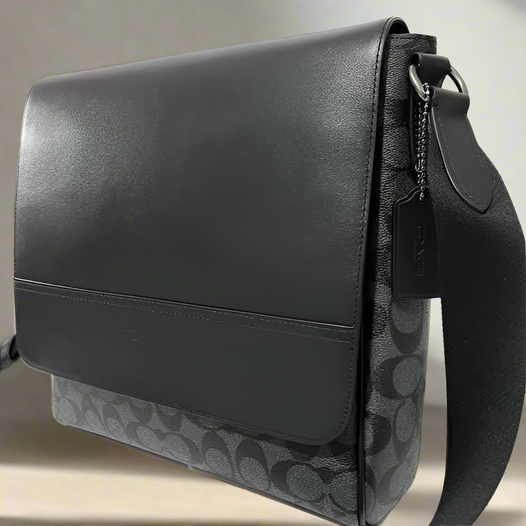 COACH HOUSTON MAP CROSSBODY BAG - SIGNATURE COATED CANVAS & REFINED CALF LEATHER