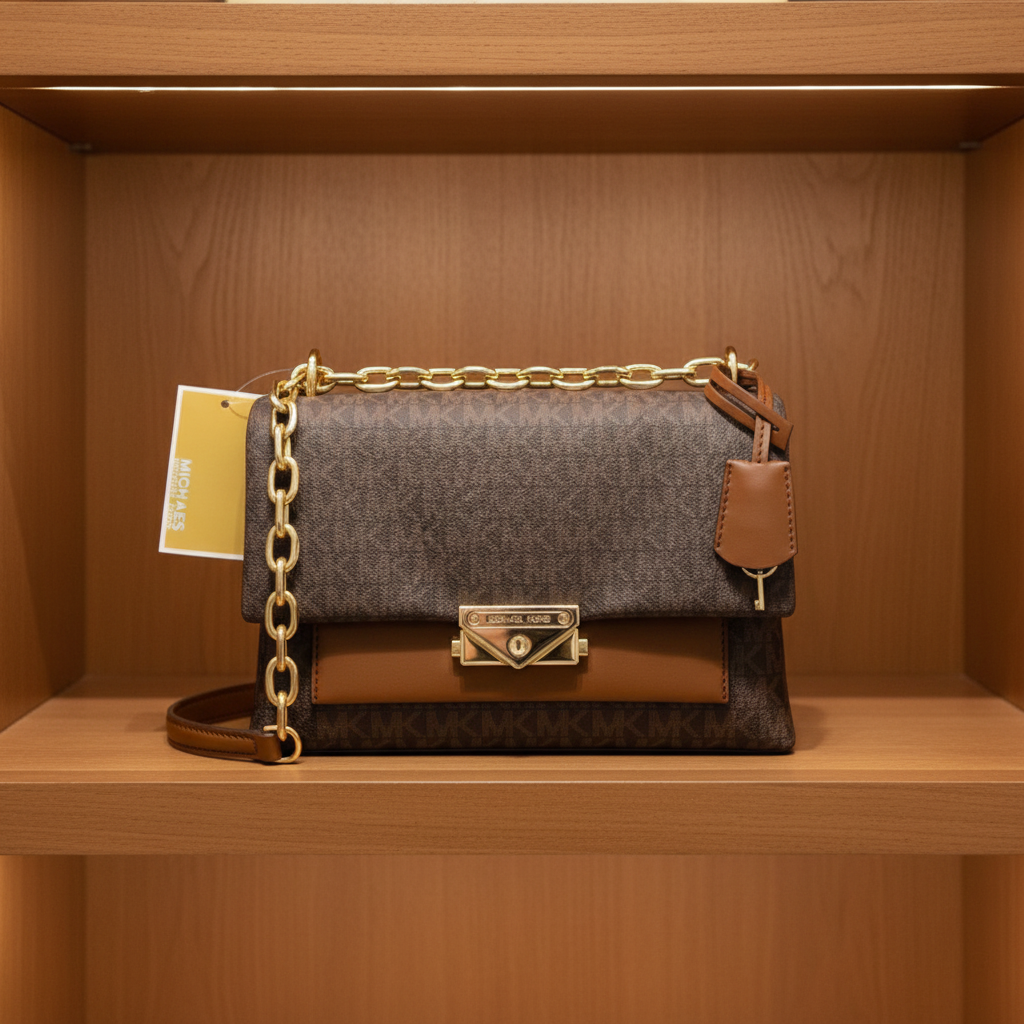 MICHAEL KORS CECE MEDIUM FLAP MONO BROWN