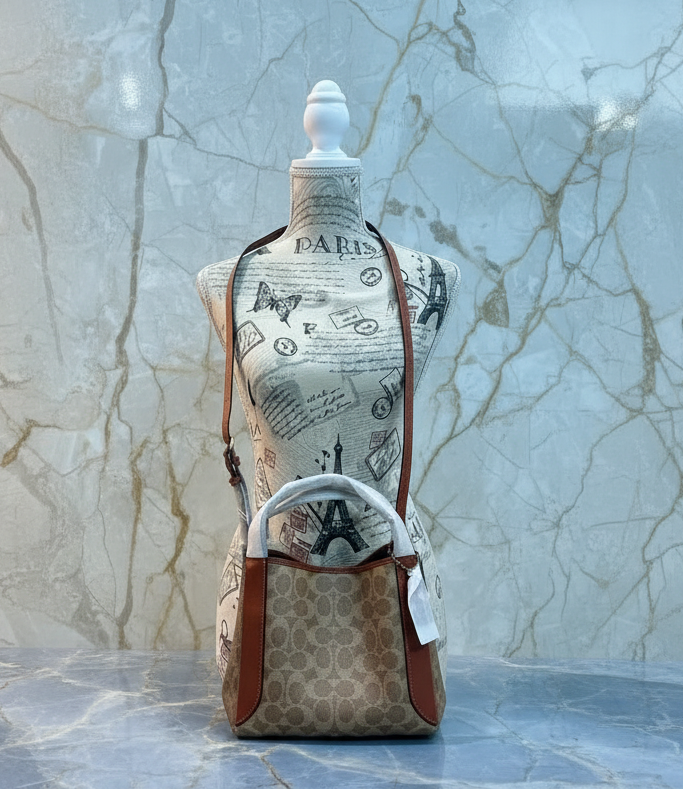 COACH HADLEY HOBO 21 - SIGNATURE CANVAS TAN RUST