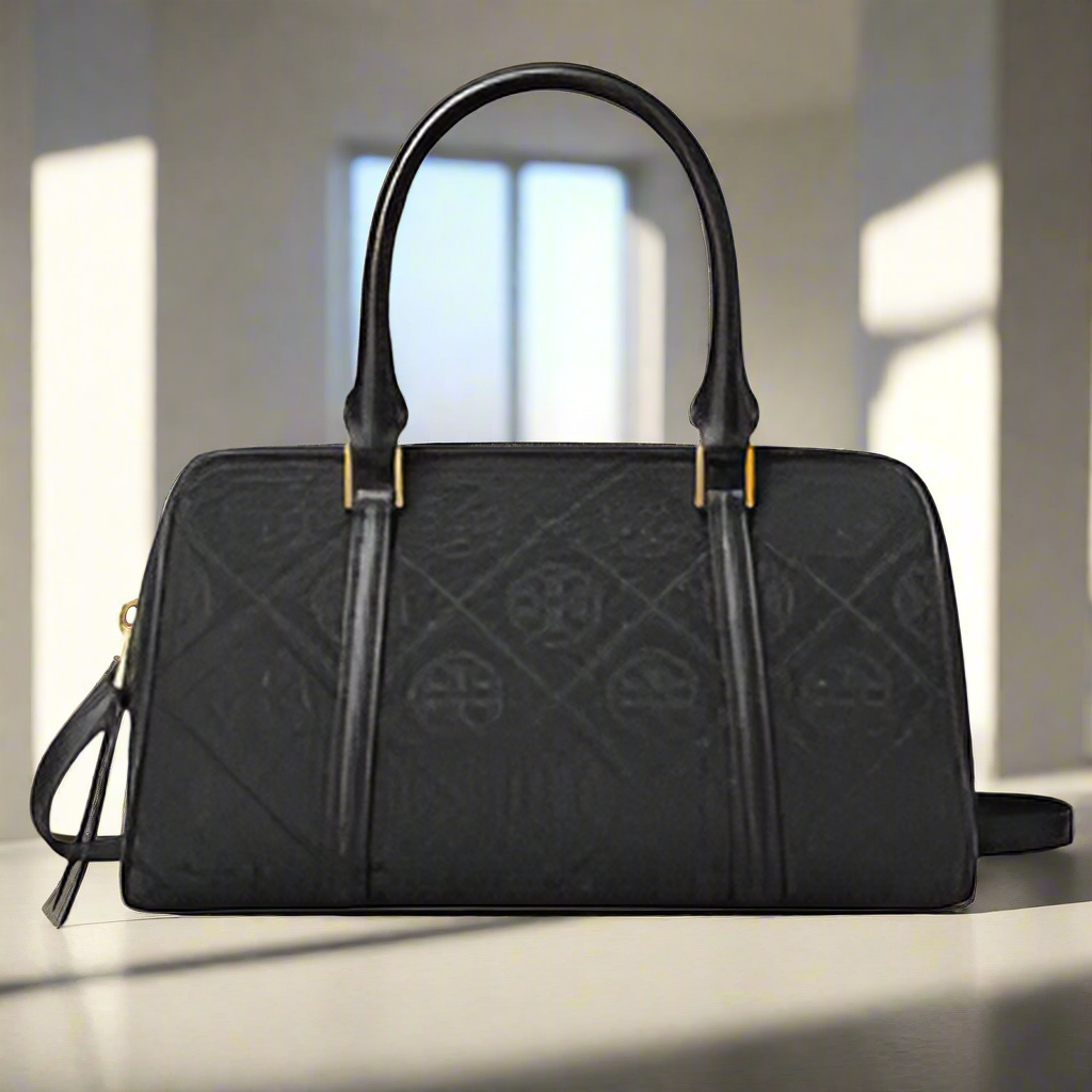 TORY BURCH PETITE JACQUARD T MONOGRAM BARREL - BLACK
