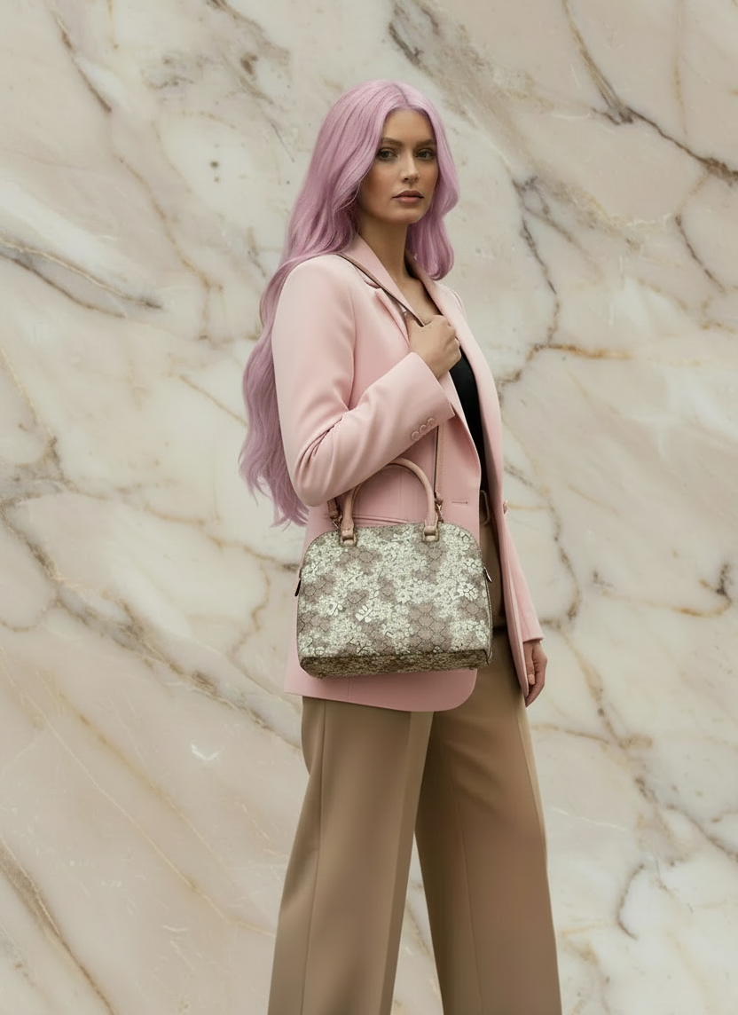 MICHAEL KORS CINDY SATCHEL DOME MEDIUM - SPRING FLORAL PRINT