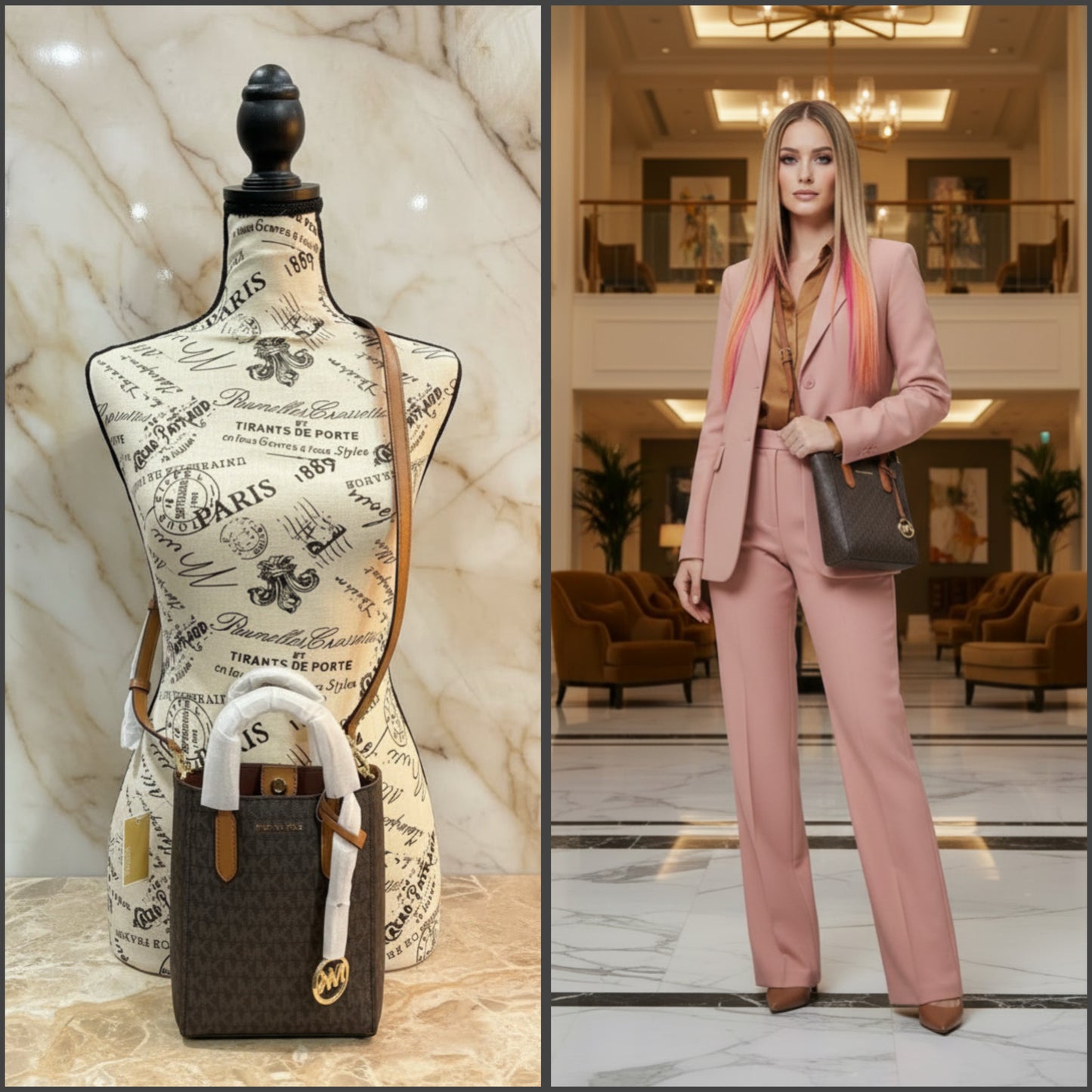 MICHAEL KORS SINCLAIR XS SIGNATURE LOGO CROSSBODY BAG - BROWN/ACORN ( RETAIL ITEM ) NO DUSTBAG/NO PAPERBAG