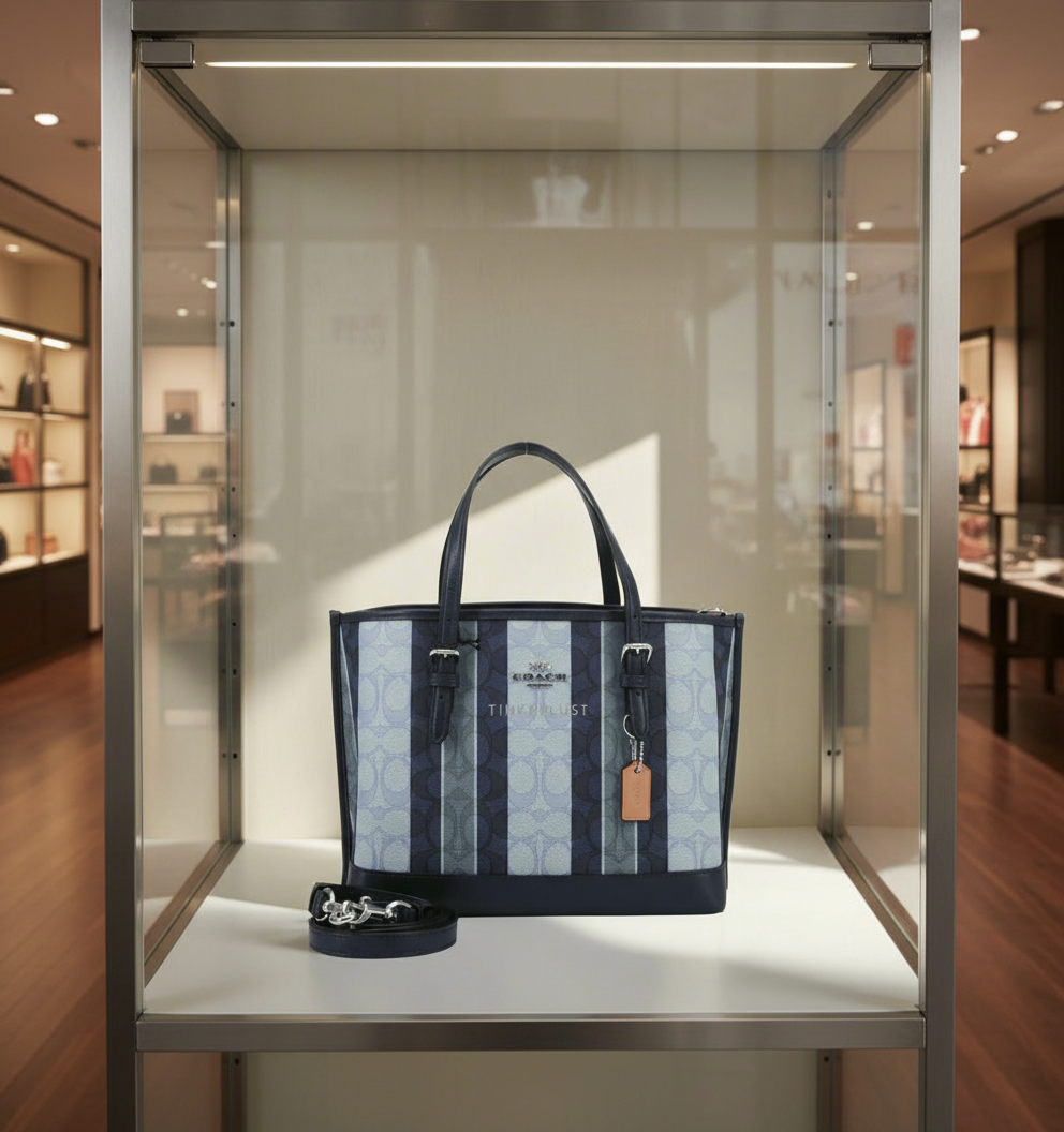 COACH MOLLIE TOTE 25 IN SIGNATURE JACQUARD WITH STRIPES - SILVER/MIDNIGHT MULTI
