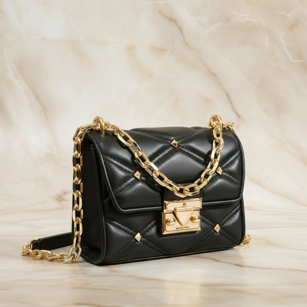 MICHAEL KORS SERENA VEGAN FLAP QUILTED CONVERTIBLE CHAIN SHOULDER BAG/CROSSBODY BAG