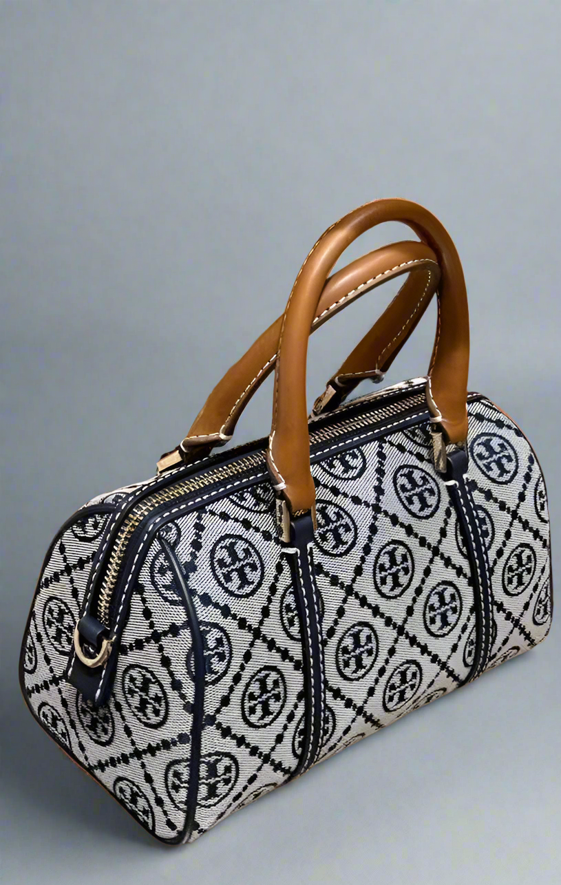 TORY BURCH PETITE BARREL/XBODY - T MONOGRAM NAVY BLUE