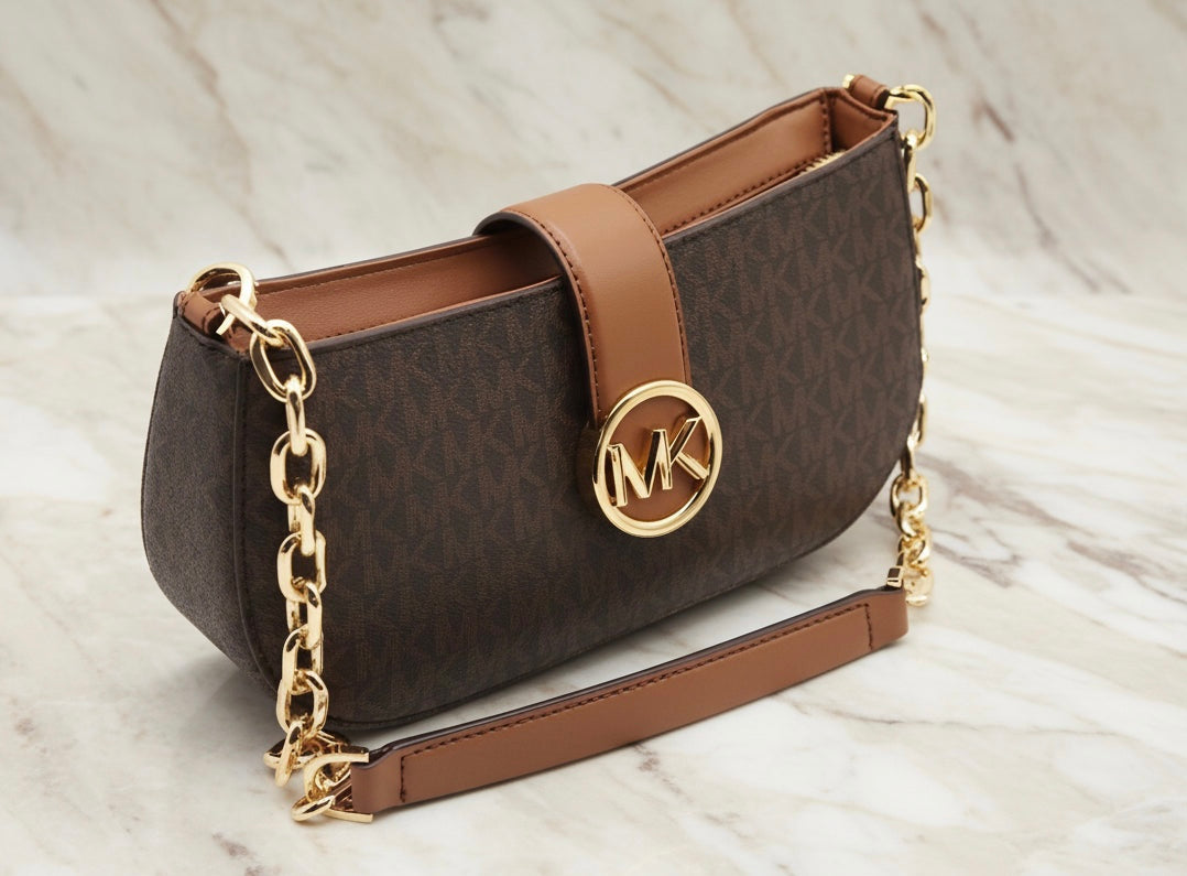 MICHAEL KORS CARMEN LEATHER POUCHETTE SHOULDER BAG ONLY
