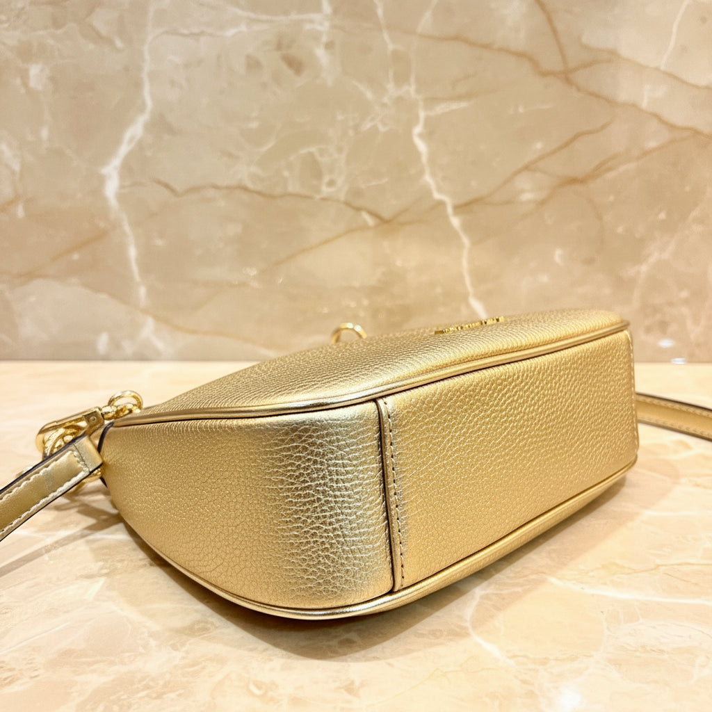 MICHAEL KORS MINI CORA CHAIN SHOULDER BAG/CROSBODY BAG - METTALIC PEBBLE GOLD