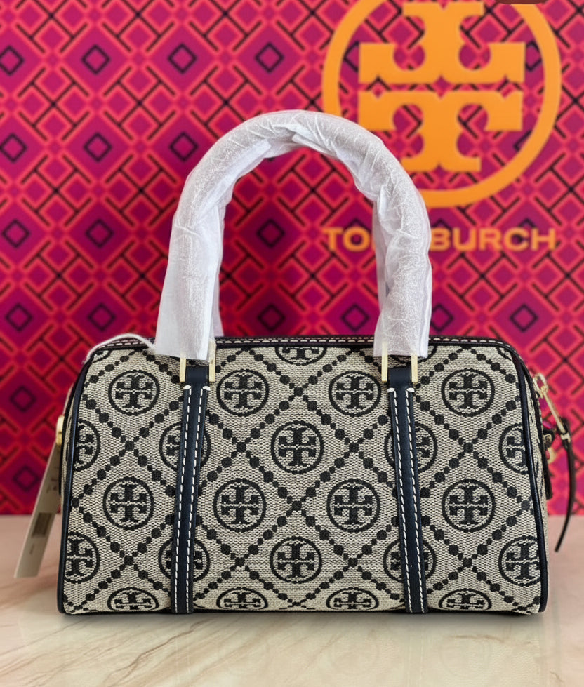 TORY BURCH PETITE BARREL/XBODY - T MONOGRAM NAVY BLUE