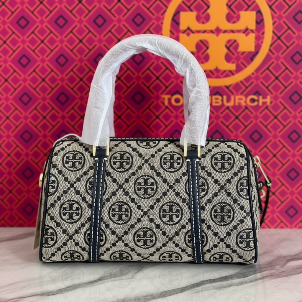 TORY BURCH PETITE BARREL/XBODY - T MONOGRAM NAVY BLUE