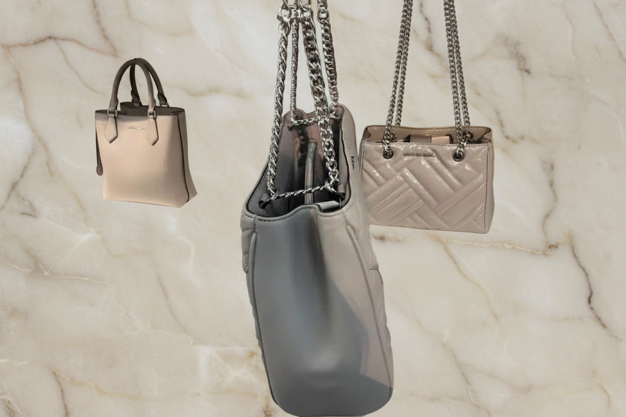 MICHAEL KORS PEYTON QUILTED LARGE CHAIN LINK TOTE CONVERTIBLE - PEARL GRAY