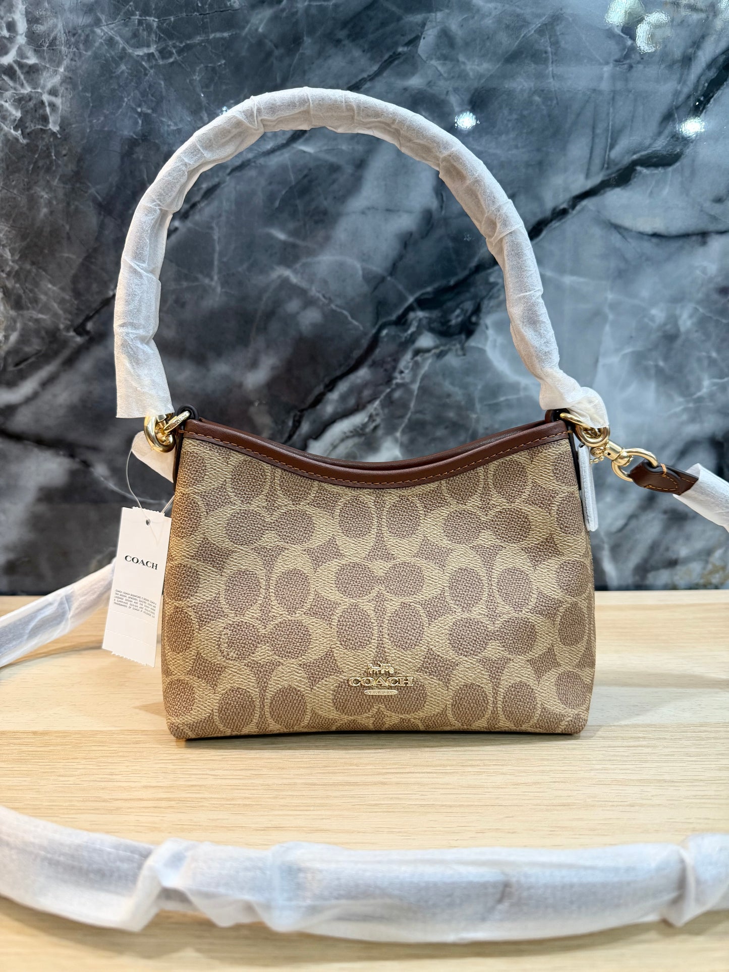 COACH SMALL LAUREL SHOULDER BAG - SIGNATURE COATED CANVAS
