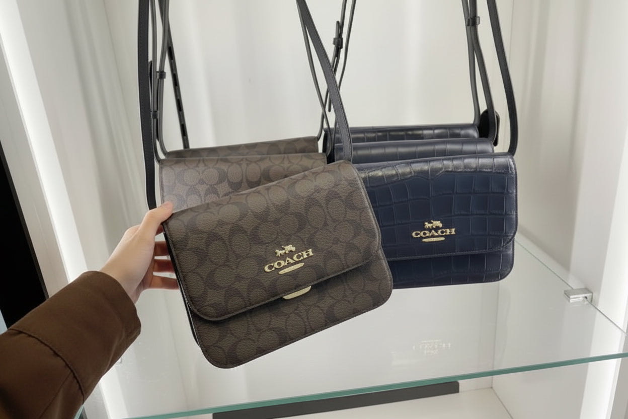 COACH BRYNN FLAP IN SIGNATURE CANVAS BROWN BLACK