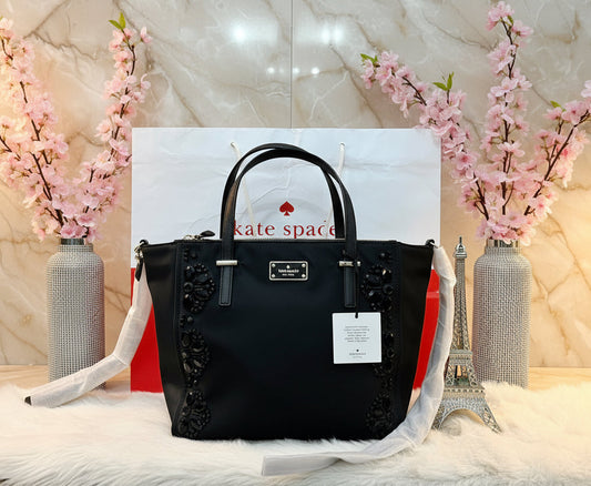 حقيبة يد كيت سبيد نيويورك أليس ويلسون رود مزينة بسحاب وأزرار كبس - نايلون - أسود