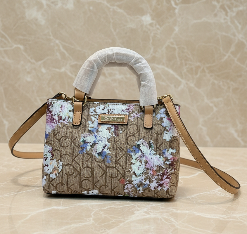 CALVIN KLEIN MINI SATCHEL LOGO FLORAL