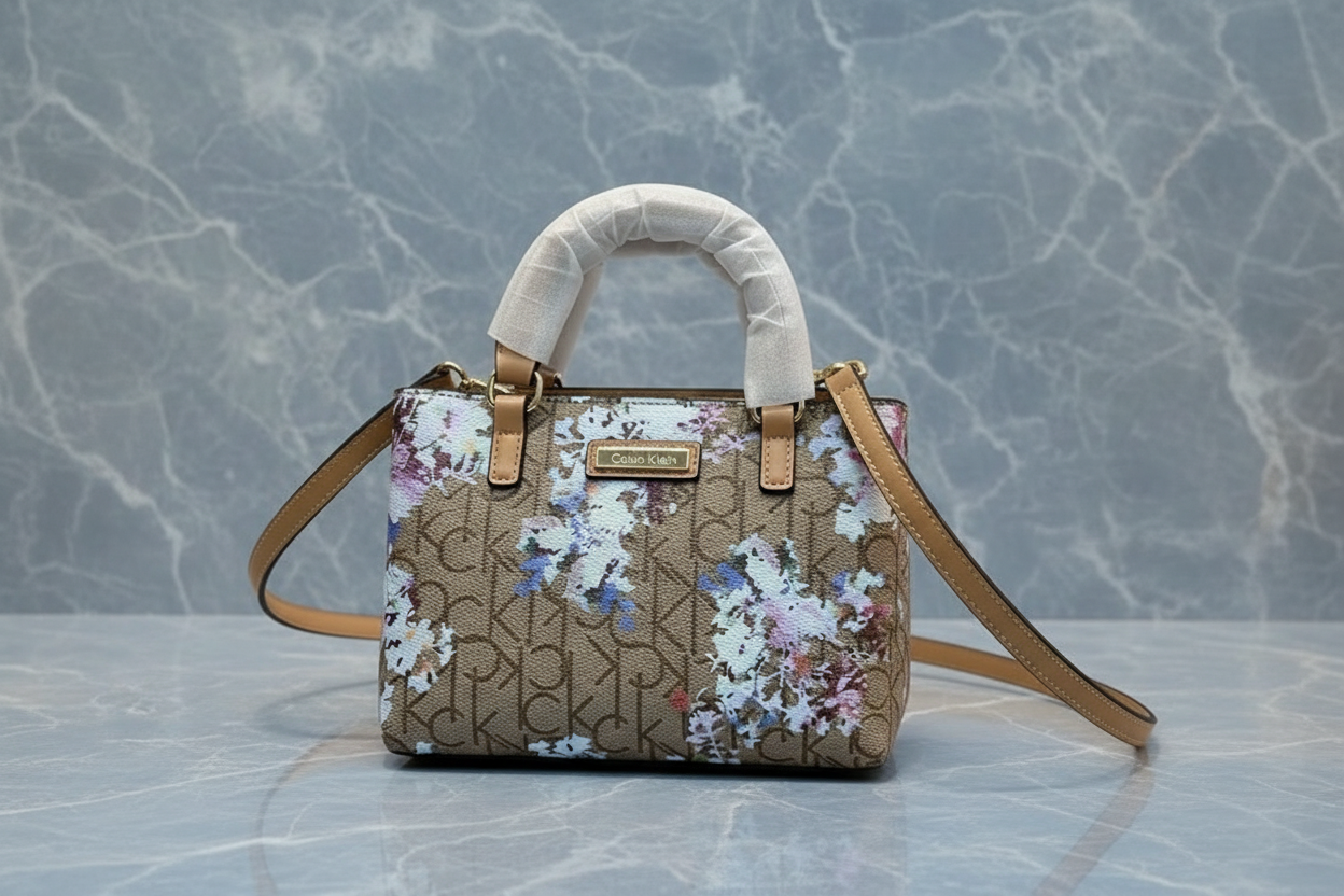 CALVIN KLEIN MINI SATCHEL LOGO FLORAL