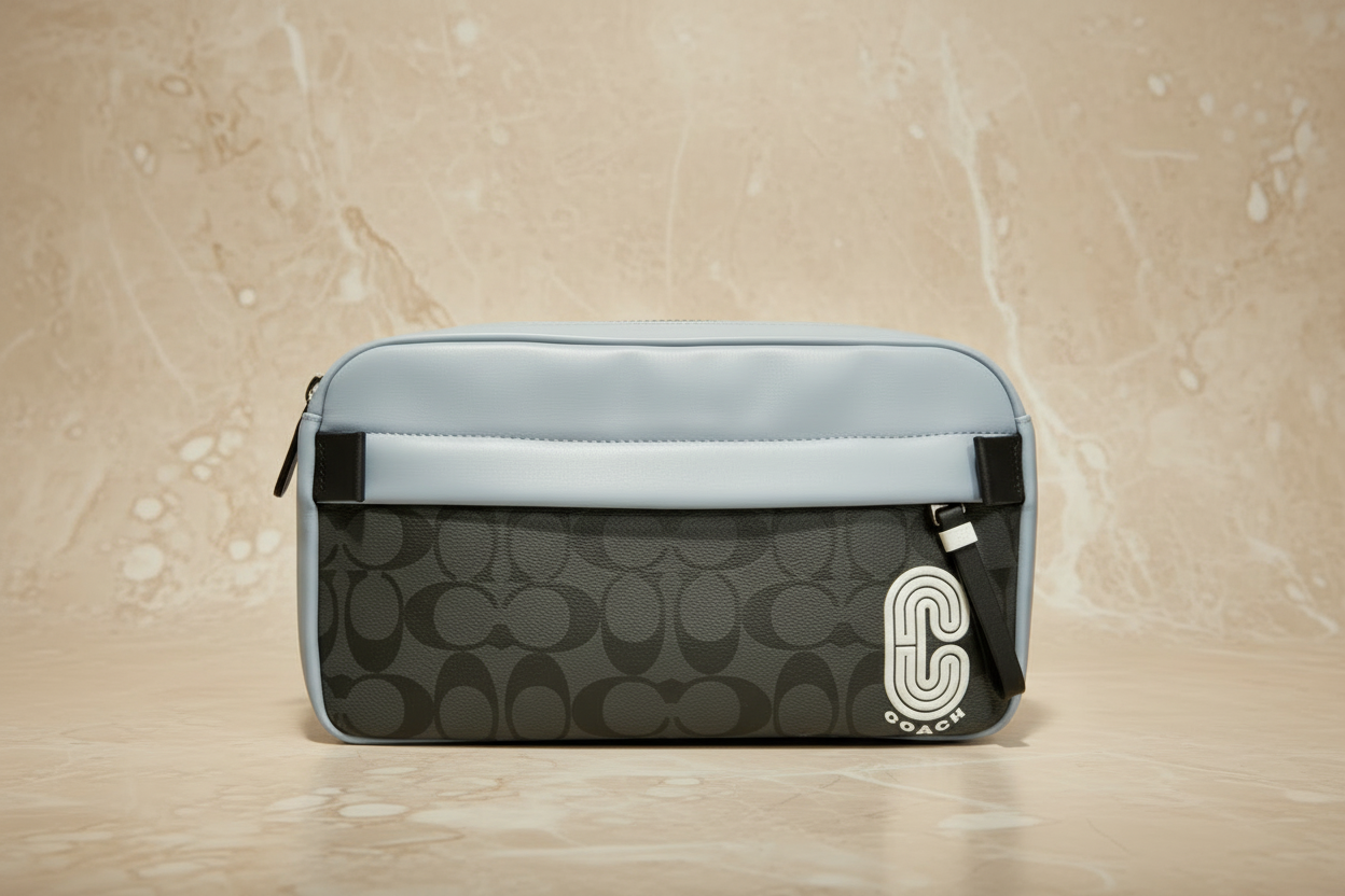 COACH EDGE BODYBAG/CHEST BAG COLORBLOCK BLUE & SIG CHARCOAL BLACK - WITH COAC PATCH