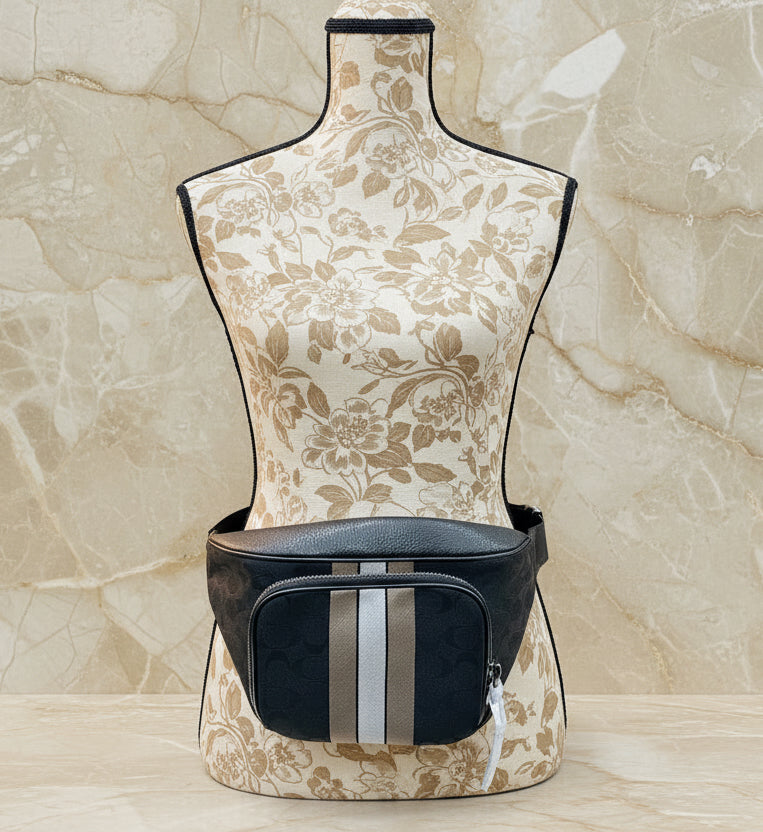 حقيبة خصر/حقيبة جسم من قماش الجاكار من كوتش تومسون مع خطوط رياضية