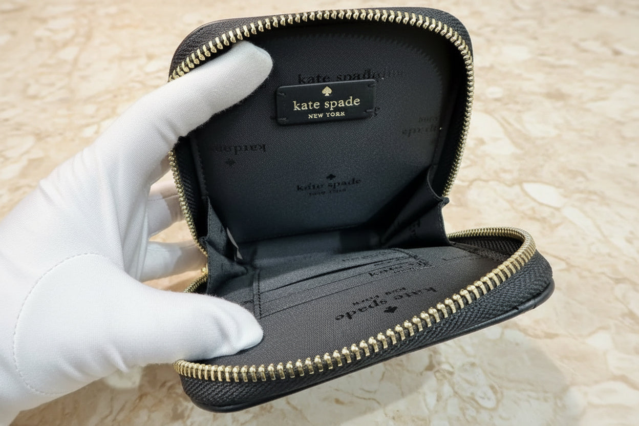 KATE SPADE CAREY NORTH SOUTH ZIP QUILTED PHONE CROSSBODY LEATHER - BLACK