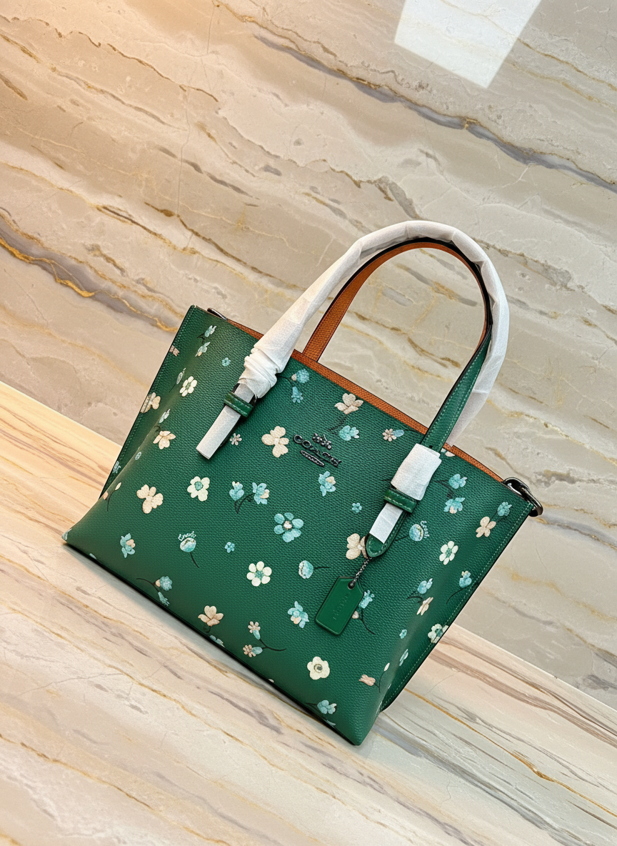 ‼️ SALE ‼️ COACH MOLLIE TOTE 25 WITH MYSTICAL FLORAL PRINT IN GREEN MULTI
