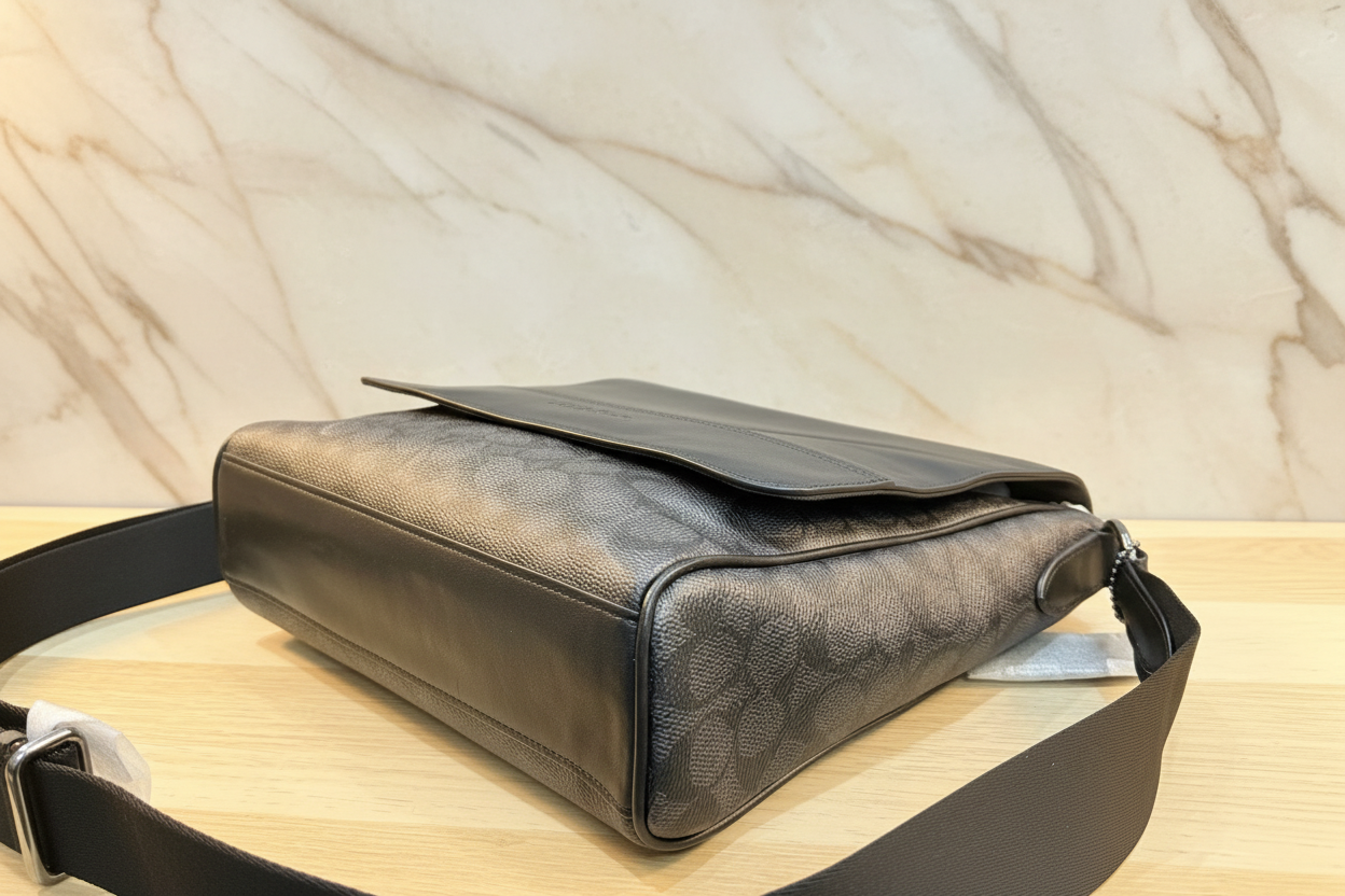 حقيبة كروسبودي من كوتش بتصميم خريطة هيوستن - مصنوعة من قماش الكانفاس المطلي المميز وجلد العجل الفاخر