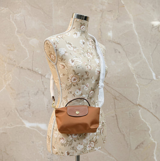 حقيبة لونغشامب مايكرو لو بلياج مع حزام - بني