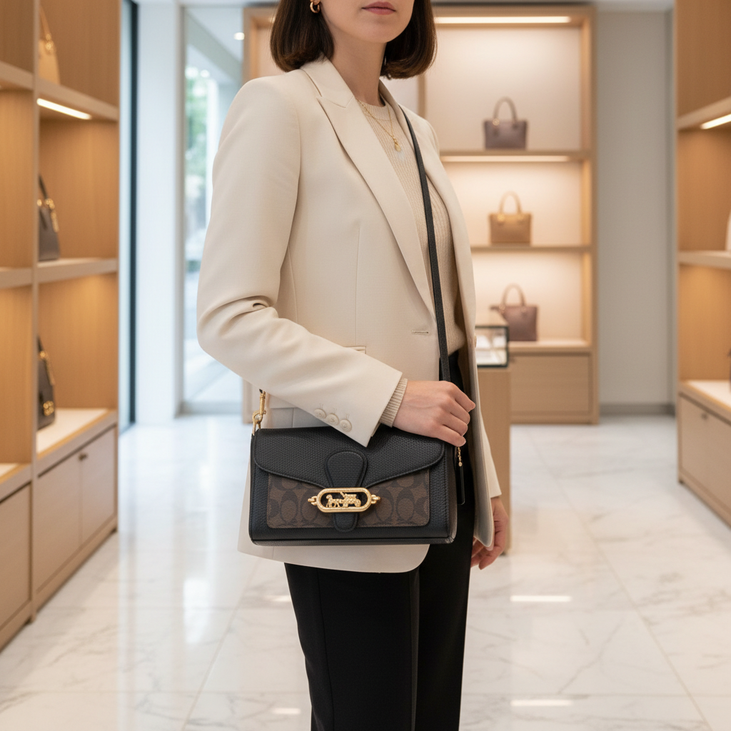 COACH JADE SHOULDER BAG/CROSSBODY BAG - SIGNATURE CANVAS & PEBBLE LEATHER